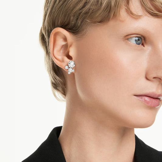 Swar*vski -Constella stud earrings Round cut, White, Rhodium plated-5732253