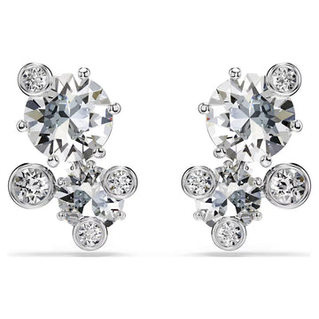 Swar*vski -Constella stud earrings Round cut, White, Rhodium plated-5732253