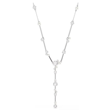 Swar*vski -Constella Y necklace Crystal pearl, Round cuts, White, Rhodium plated-5711830