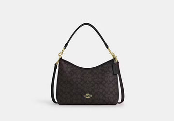 COAC* -Laurel Shoulder Bag In Signature Canvas-Gold/Walnut/Black