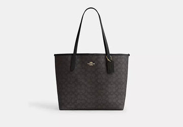 COAC* - City Tote Bag In Signature Canvas Walnut/Black