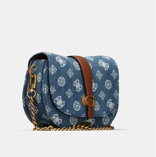 GUES* - Kuba Mini Crossbody Flap XS Logo- Denim Logo-ON SALE