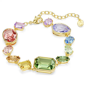 Swar*vski -Gema bracelet Mixed cuts, Multicolored, 18K gold finish-5737453