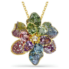 Swar*vski -Idyllia pendant and brooch Mixed cuts, Pavé, Flower, Multicolored, Gold-tone plated-5709952