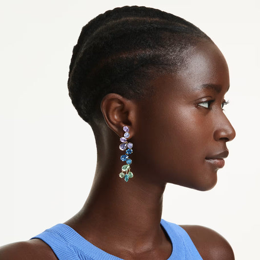Swar*vski -Gema drop earrings Mixed cuts, Chandelier, Long, Multicolored, 18K gold finish-&nbsp;5751294