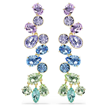 Swar*vski -Gema drop earrings Mixed cuts, Chandelier, Long, Multicolored, 18K gold finish-&nbsp;5751294