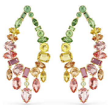 Swar*vski -Gema drop earrings Mixed cuts, Chandelier, Multicolored, 18K gold finish-5737445