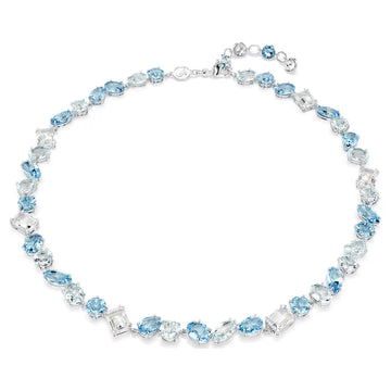 Swar*vski -Gema necklace Mixed cuts, Blue, Rhodium plated-5666007