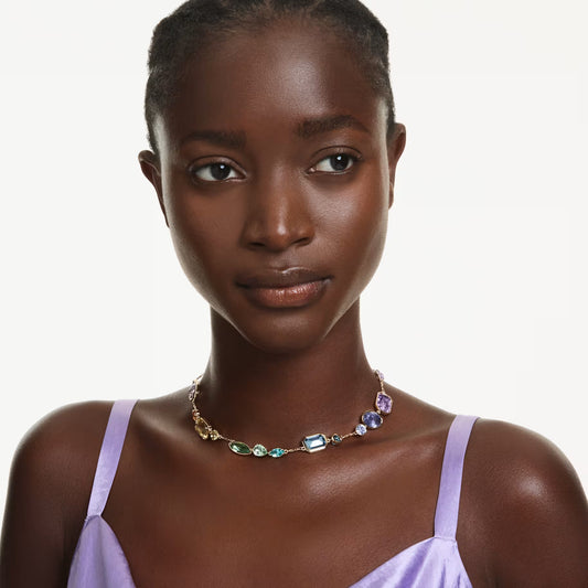 Swar*vski - Gema necklace Mixed cuts, Multicolored, 18K gold finish -5741584