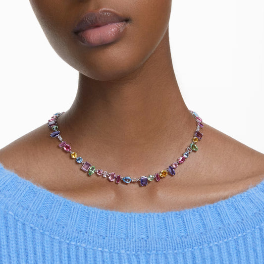 Swar*vski -Gema necklace Mixed cuts, Multicolored, Rhodium plated-5656397