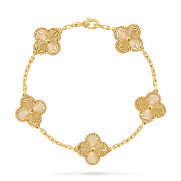 VCA-Vintage Alhambra bracelet, 5 motifs, guilloché 18K yellow Gold Plating.