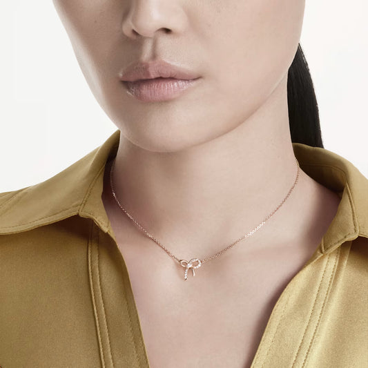 Swar*vski -Hyperbola pendant Mixed cuts, Bow, White, 18K rose gold finish-5753329
