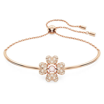 Swar*vski-Idyllia bracelet Clover, White, 18K rose gold finish-5674487