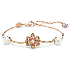 Swar*vski -Idyllia bracelet Crystal pearl, Mixed cuts, Flower, Multicolored, Rose gold-tone plated-5730361