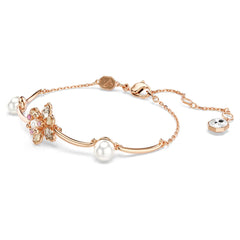 Swar*vski -Idyllia bracelet Crystal pearl, Mixed cuts, Flower, Multicolored, Rose gold-tone plated-5730361