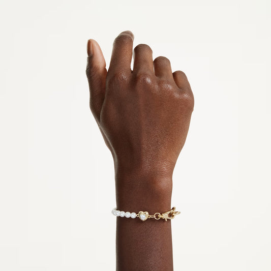 Swar*vski -Idyllia bracelet Crystal pearl, White, 18K gold finish-5737299