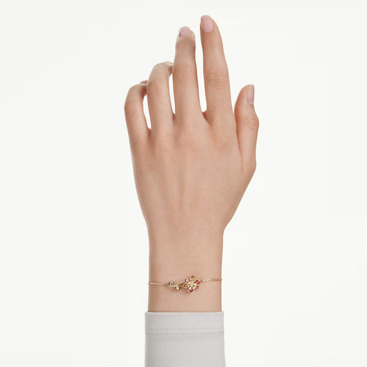 Swar*vski -Idyllia bracelet Mixed cuts, Flower, Multicolored, Gold-tone plated-5732423