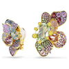 Swar*vski -Idyllia clip earrings Asymmetrical design, Mixed cuts, Pavé, Flower, Multicolored, Gold-tone plated-5709957