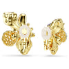 Swar*vski -Idyllia clip earrings Asymmetrical design, Mixed cuts, Pavé, Flower, Multicolored, Gold-tone plated-5709957