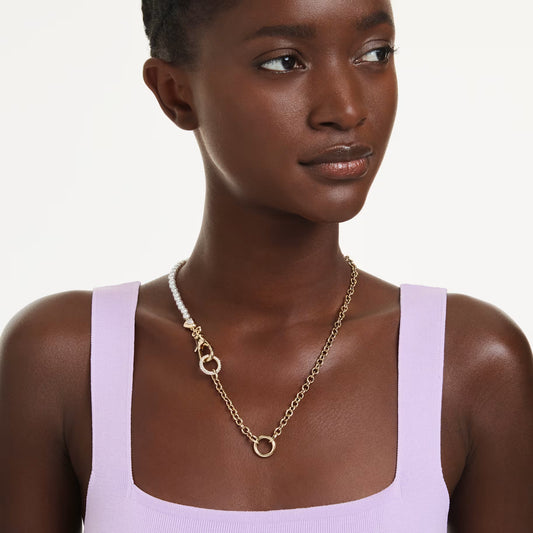 Swar*vski - Idyllia necklace Crystal pearl, White, 18K gold finish-5742961