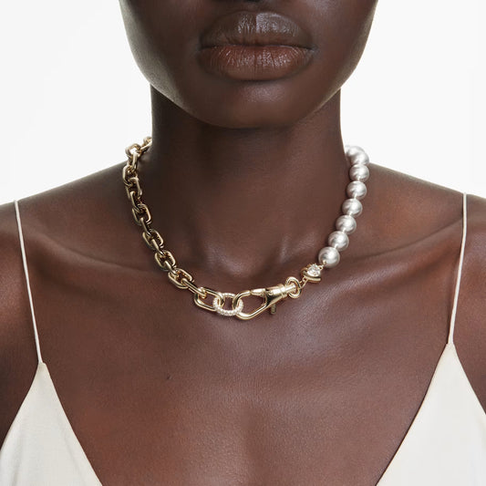 Swar*vski - Idyllia necklace Crystal pearl, White, 18K gold finish-5743993