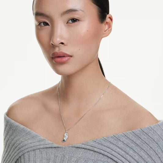 Swar*vski -Idyllia pendant Mixed cuts, Feather, Blue, Rhodium plated-5730358