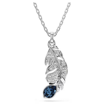 Swar*vski -Idyllia pendant Mixed cuts, Feather, Blue, Rhodium plated-5730358