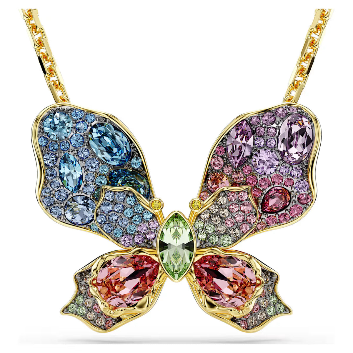 Swar*vski -Idyllia pendant and brooch Mixed cuts, Pavé, Butterfly, Multicolored, Gold-tone plated-5709951