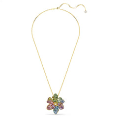 Swar*vski -Idyllia pendant and brooch Mixed cuts, Pavé, Flower, Multicolored, Gold-tone plated-5709952