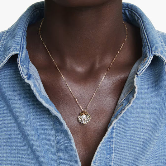 Swar*vski -Idyllia y pendant Crystal pearl, Shell, White, 18K gold finish-5683968