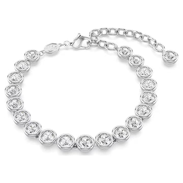 Swar*vski -Imber Tennis bracelet Round cut, White, Rhodium plated-5682666