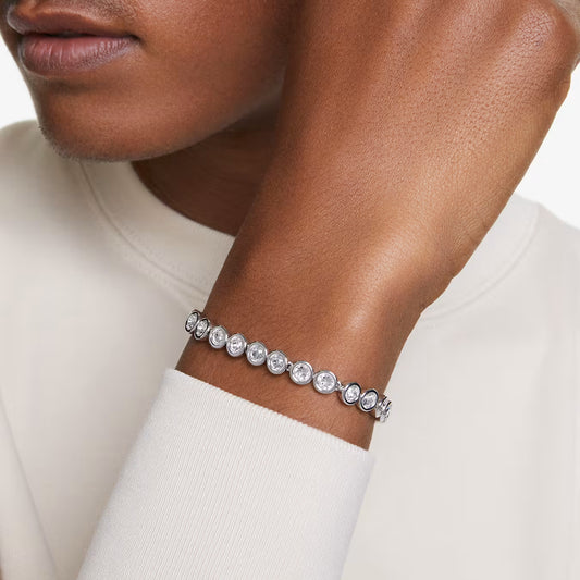 Swar*vski -Imber Tennis bracelet Round cut, White, Rhodium plated-5682666