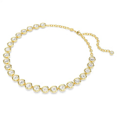 Swar*vski -Imber Tennis necklace Round cut, White, Gold-tone plated-5682585