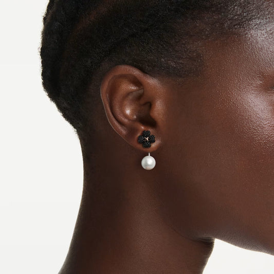 Swar*vski -Latisha earrings Pavé, Clover, Black, Mixed metal finish-5743573