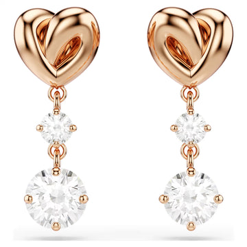 Swar*vski - Lifelong Heart drop earrings Heart, White, 18K rose gold finish-5517942