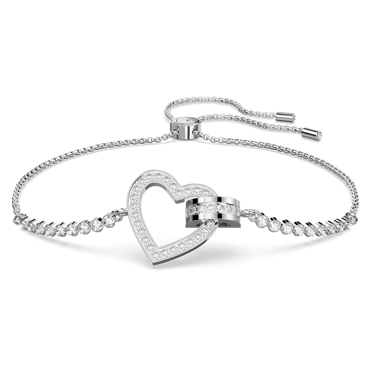 Swar*vski -Lovely bracelet Heart, White, Rhodium plated-5636447