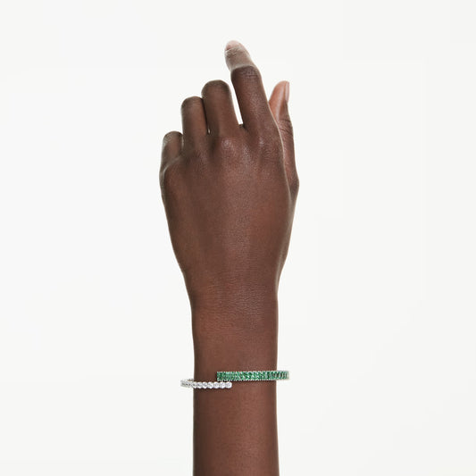 Swar*vski -Matrix bangle Mixed cuts, Green, Rhodium plated-5722462