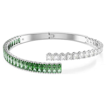 Swar*vski -Matrix bangle Mixed cuts, Green, Rhodium plated-5722462