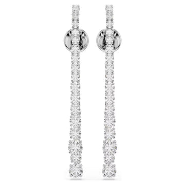 Swar*vski -Matrix drop earrings Gradient of round cuts, White, Rhodium plated-5709257