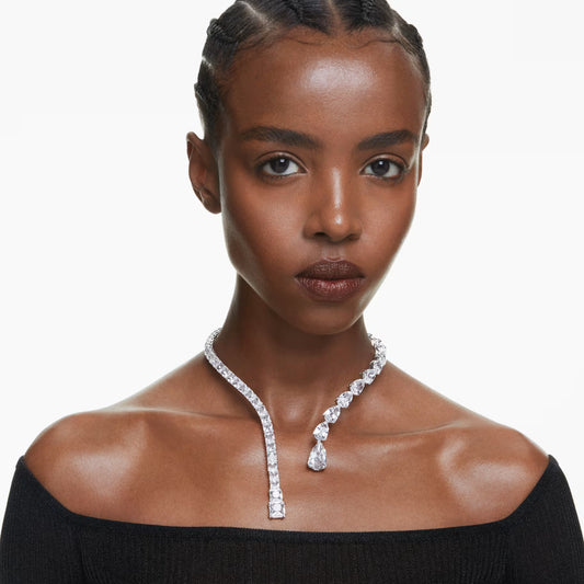 Swar*vski -Matrix open necklace Mixed cuts, White, Rhodium plated-5692517