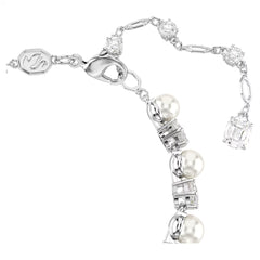 Swar*vski -Matrix Tennis bracelet Crystal pearl, Round cut, White, Rhodium plated 5689625