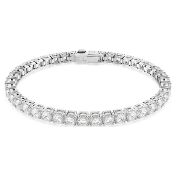 Swar*vski -Matrix Tennis bracelet Round cut, White, Rhodium plated-5648937