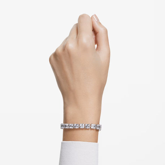 Swar*vski -Matrix Tennis bracelet White, Rhodium plated-5599202