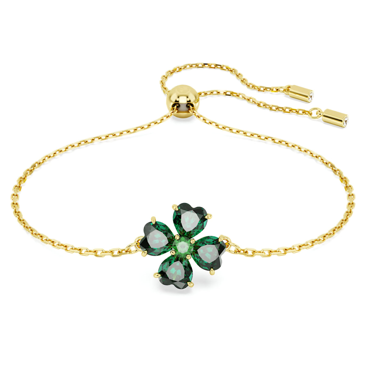 Swar*vski -Idyllia bracelet Mixed cuts, Clover, Green, Gold-tone plated