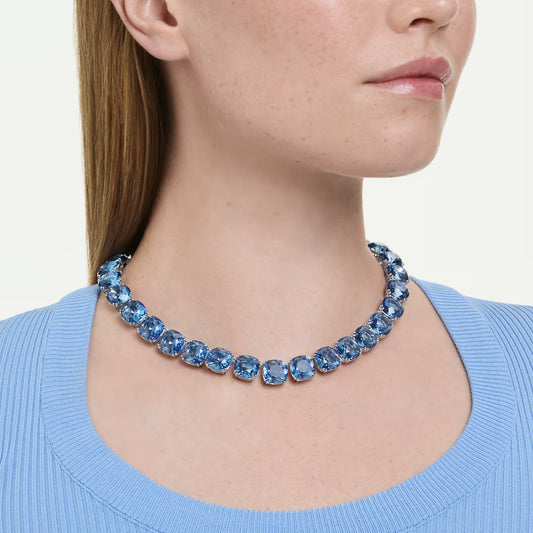 Swar*vski -Millenia necklace Cushion cut, Blue, Rhodium plated-5760058