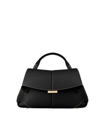 Polene -Mokki Mini Edition Textured Black with Ecru Stitching