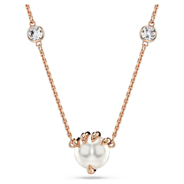 Swar*vski -Dragon & Phoenix Pendant Crystal pearls, Dragon claw, White, Rose gold plated-5685774