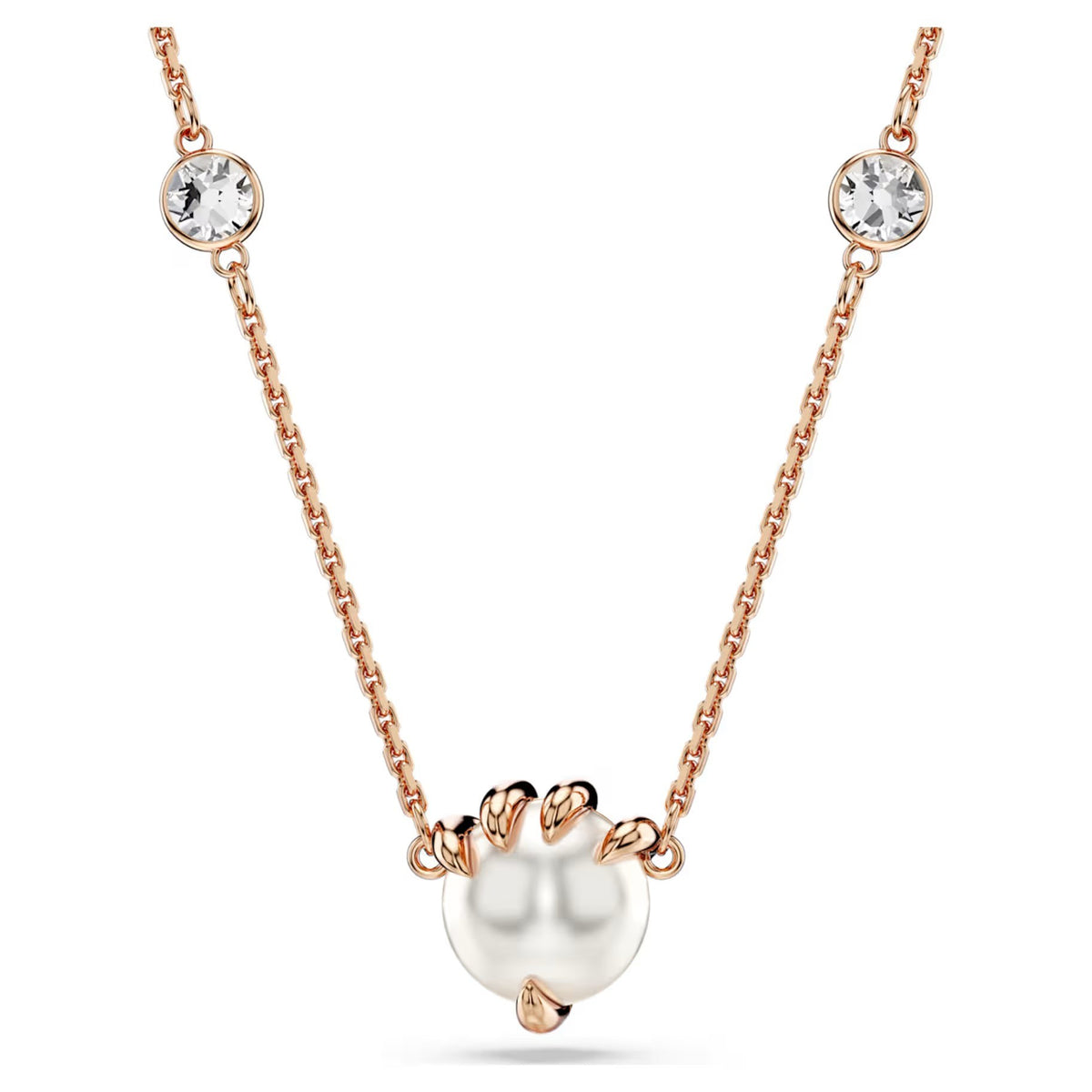 Swar*vski -Dragon & Phoenix Pendant Crystal pearls, Dragon claw, White, Rose gold plated-5685774