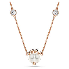 Swar*vski -Dragon & Phoenix Pendant Crystal pearls, Dragon claw, White, Rose gold plated-5685774