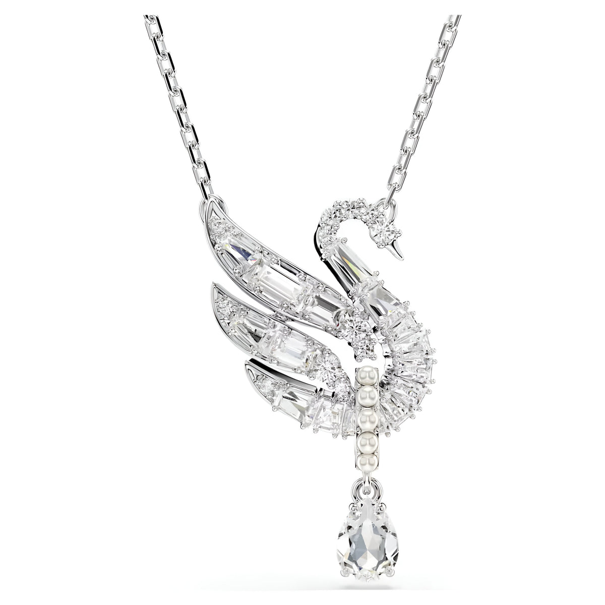 Swar*vski -Swan pendant Swan, White, Rhodium plated-5723387